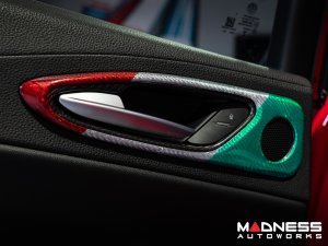 Alfa Romeo Giulia Interior Door Handle Surround Trim Kit - Carbon Fiber - Italian Theme - Feroce Carbon 